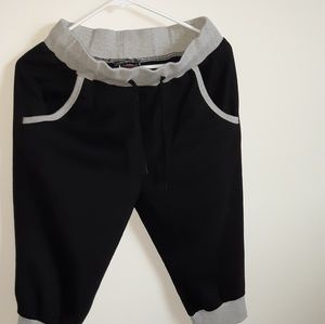 Black and gray knee length jogger shorts